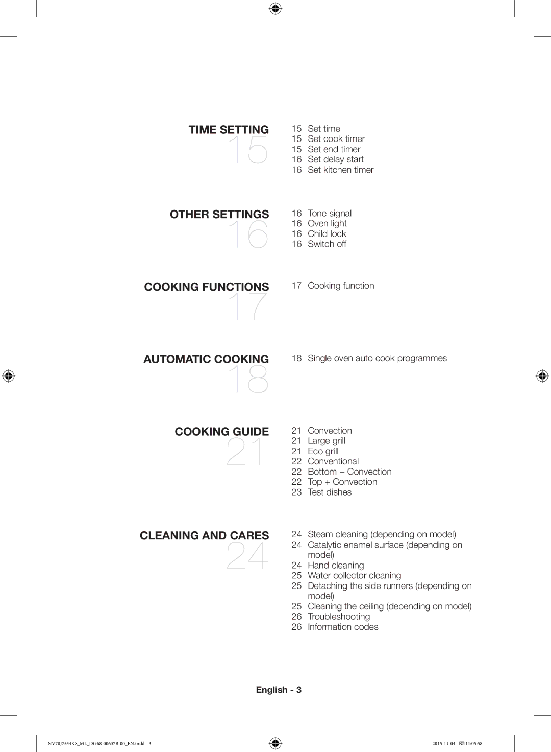 Samsung NV70J7554KS/ML manual Time Setting 