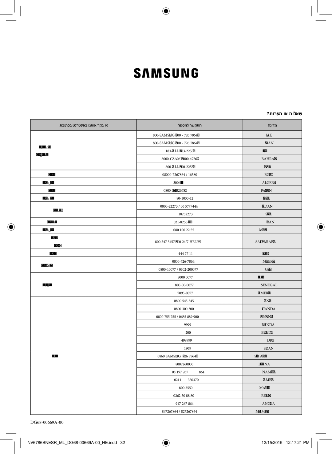 Samsung NV70J7786KS/ML ?תורעה וא תולאש, Samsung 800 726, Call, Gsam, 08000-7267864, 80-1000-12, 0800-22273 / 06, 18252273 