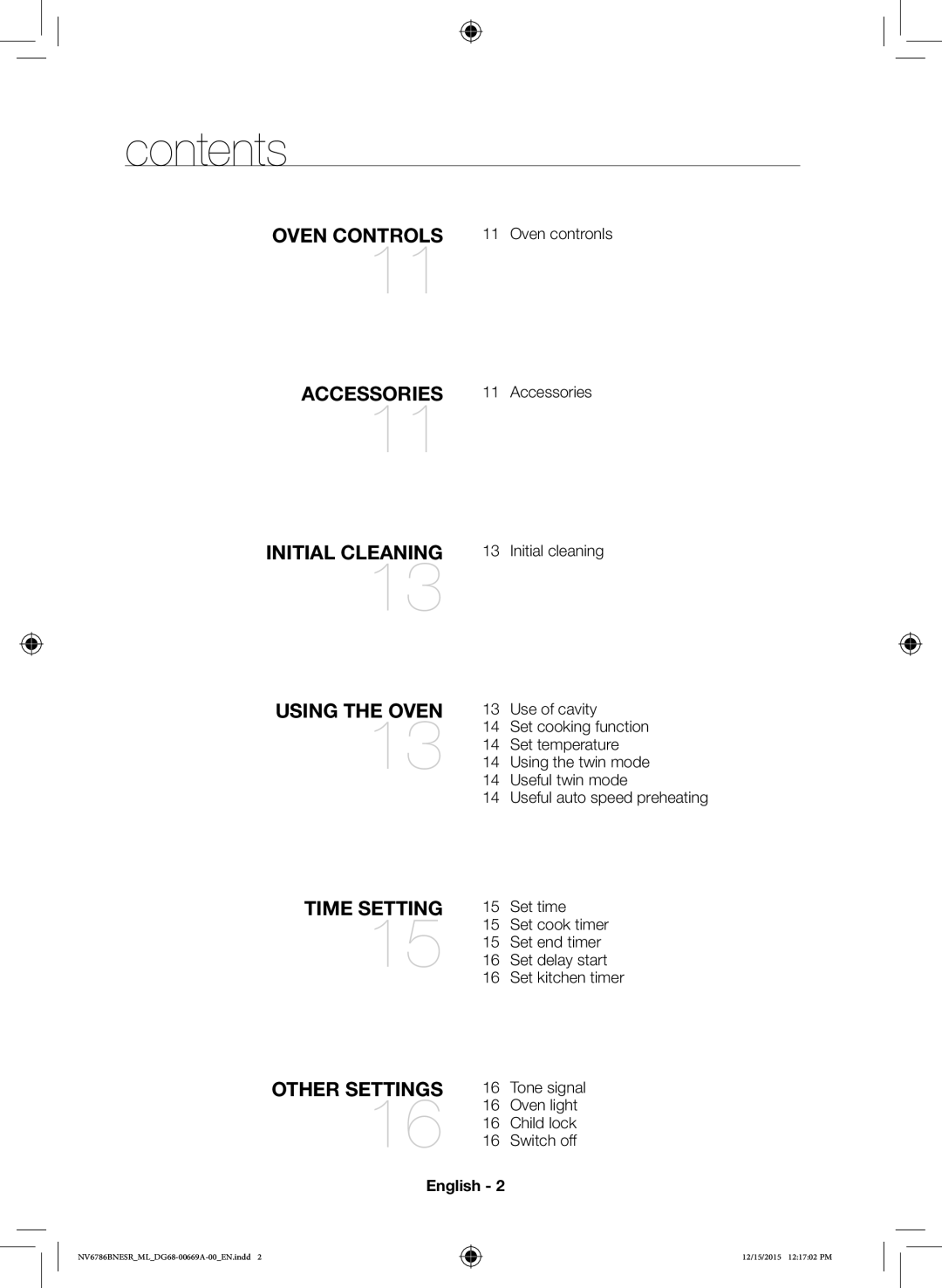 Samsung NV70J7786KS/ML manual Contents 