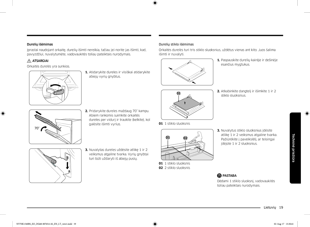 Samsung NV70K1340BS/EO, NV70K1340BB/EO manual Atsargiai 