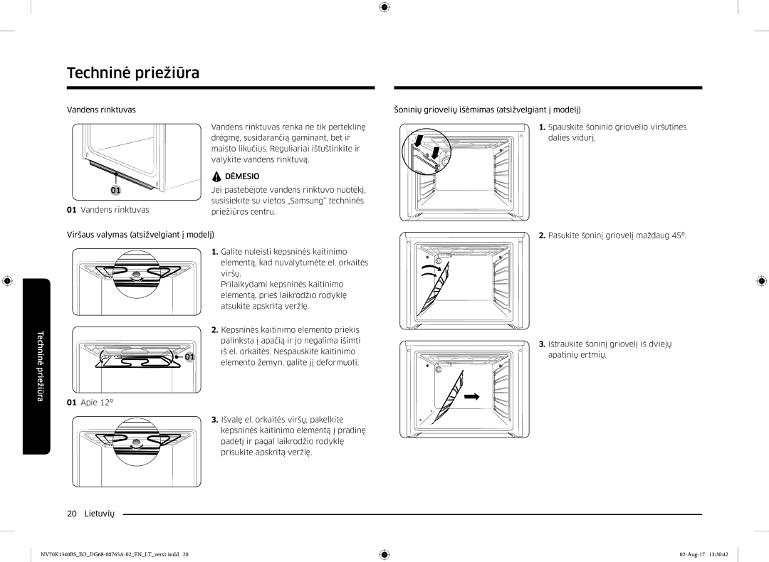 Samsung NV70K1340BB/EO, NV70K1340BS/EO manual Techninė priežiūra 