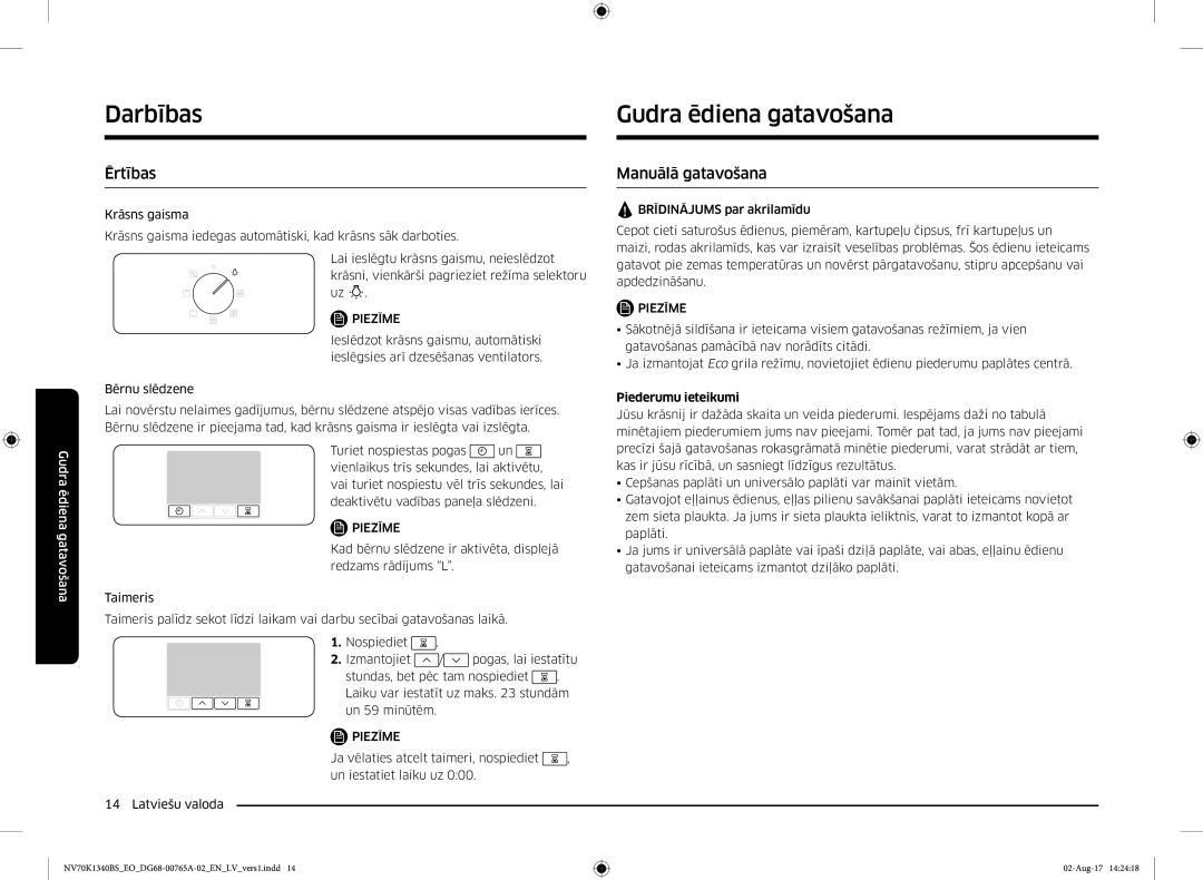 Samsung NV70K1340BB/EO, NV70K1340BS/EO manual Gudra ēdiena gatavošana, Ērtības, Manuālā gatavošana, Piederumu ieteikumi 