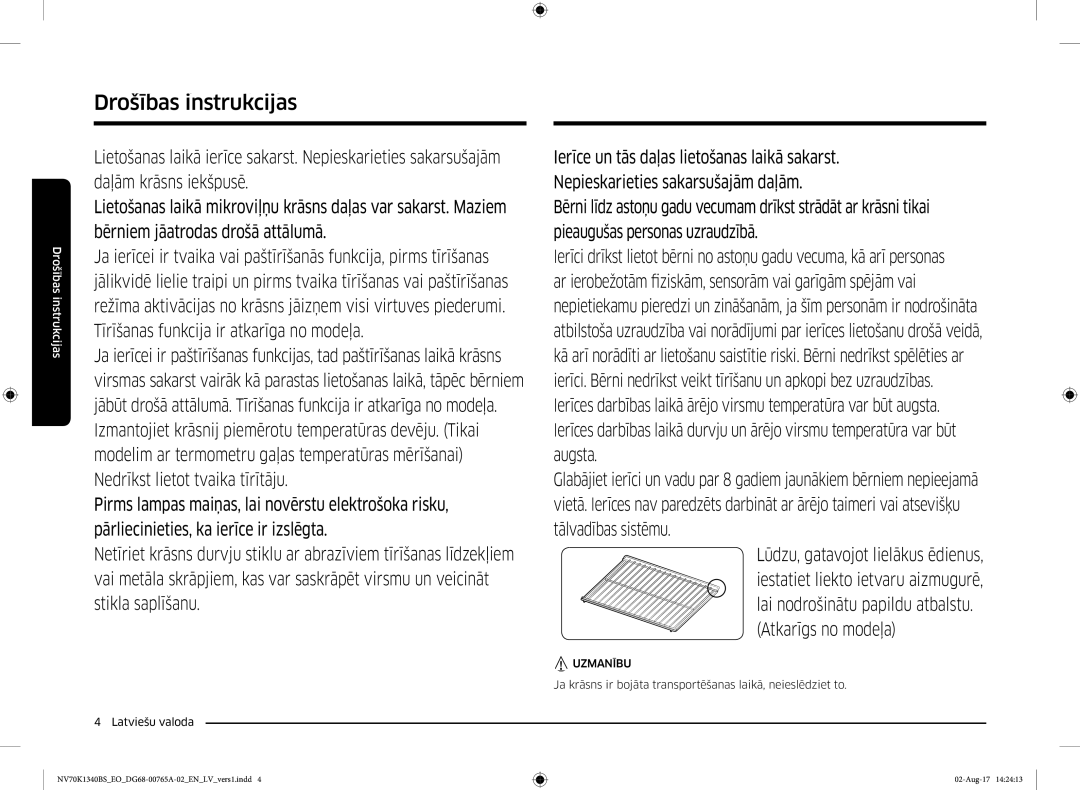 Samsung NV70K1340BB/EO, NV70K1340BS/EO manual Drošības iinstrukcijas, Lai nodrošinātu papildu atbalstu. Atkarīgs no modeļa 