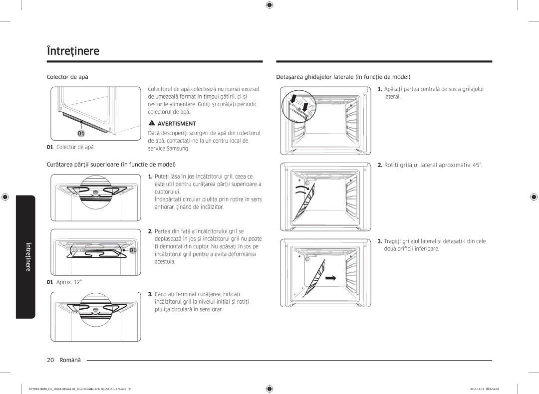 Samsung NV70K1340BB/OL, NV70K1340BS/OL, NV70K1340BB/EO, NV70K1340BS/ML manual Întreţinere 