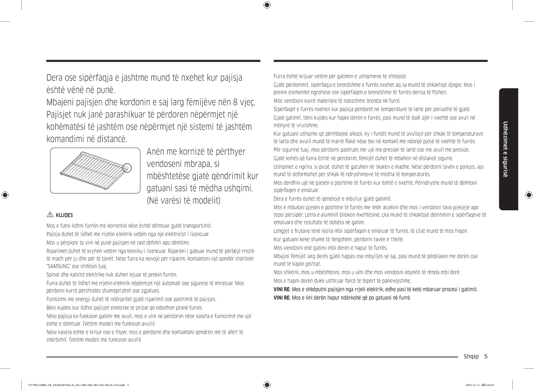 Samsung NV70K1340BS/OL, NV70K1340BB/OL, NV70K1340BB/EO, NV70K1340BS/ML manual Kujdes 