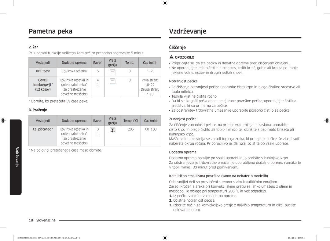 Samsung NV70K1340BB/EO, NV70K1340BB/OL, NV70K1340BS/OL, NV70K1340BS/ML manual Vzdrževanje, Čiščenje, Goveji 