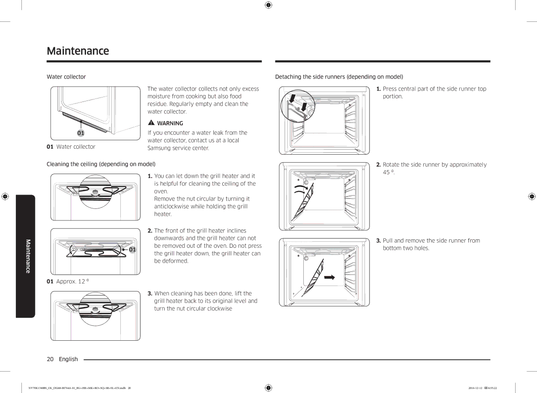 Samsung NV70K1340BB/OL, NV70K1340BS/OL, NV70K1340BB/EO, NV70K1340BS/ML manual Maintenance 