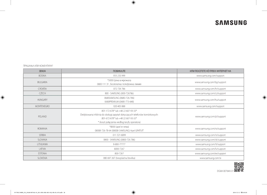 Samsung NV70K1340BB/OL, NV70K1340BS/OL, NV70K1340BB/EO manual 3000 Цена в мрежата 0800 111 31 , Безплатна телефонна линия 