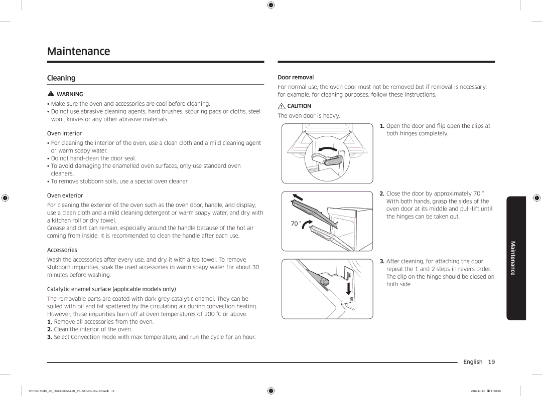 Samsung NV70K1340BW/EE, NV70K1340BS/EE manual Maintenance, Cleaning 