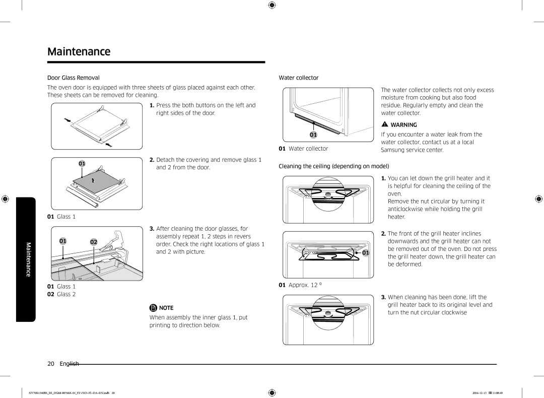 Samsung NV70K1340BS/EE, NV70K1340BW/EE manual Maintenance 