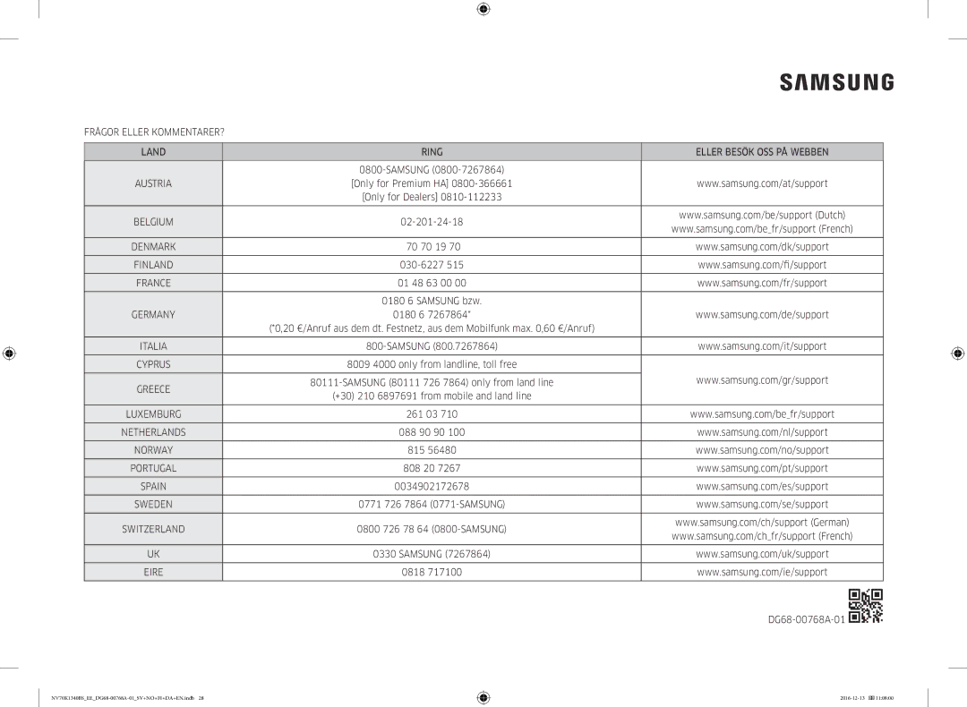 Samsung NV70K1340BS/EE, NV70K1340BW/EE manual Eire 