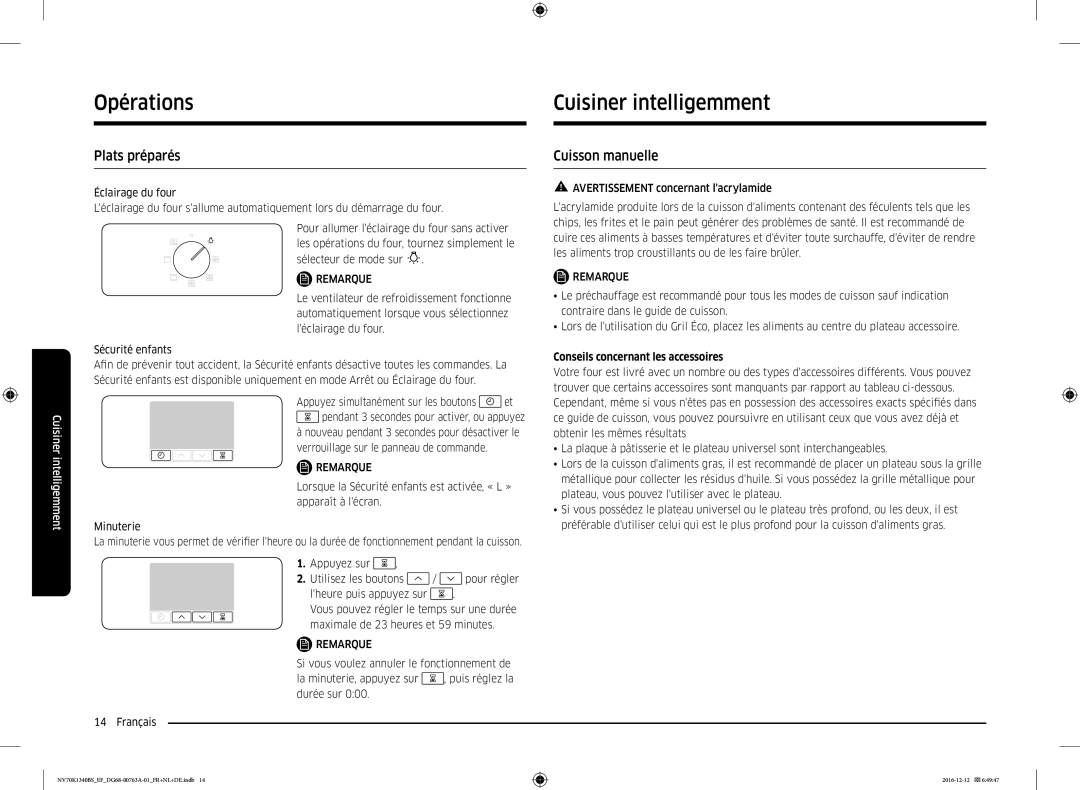 Samsung NV70K1340BS/EF Cuisiner intelligemment, Plats préparés, Cuisson manuelle, Conseils concernant les accessoires 
