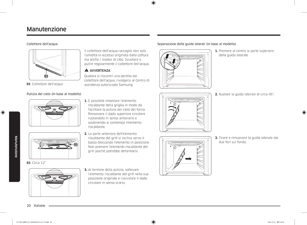 Samsung NV70K1340BS/ET manual Manutenzione 