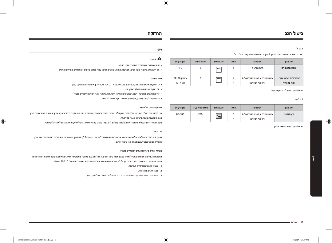 Samsung NV70K1340BW/ML, NV70K1340BS/ML manual הקוזחת, יוקינ 