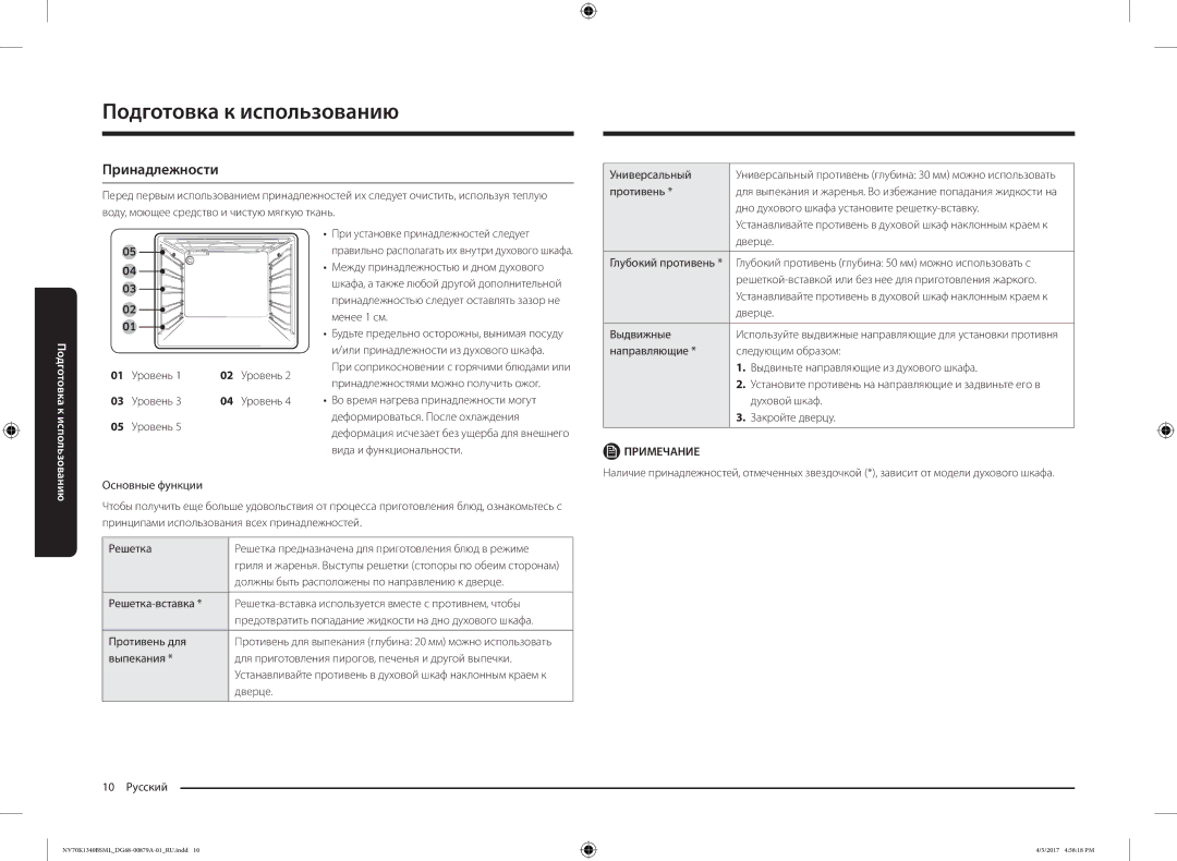 Samsung NV70K1340BW/ML, NV70K1340BS/ML manual Принадлежности, Уровень 