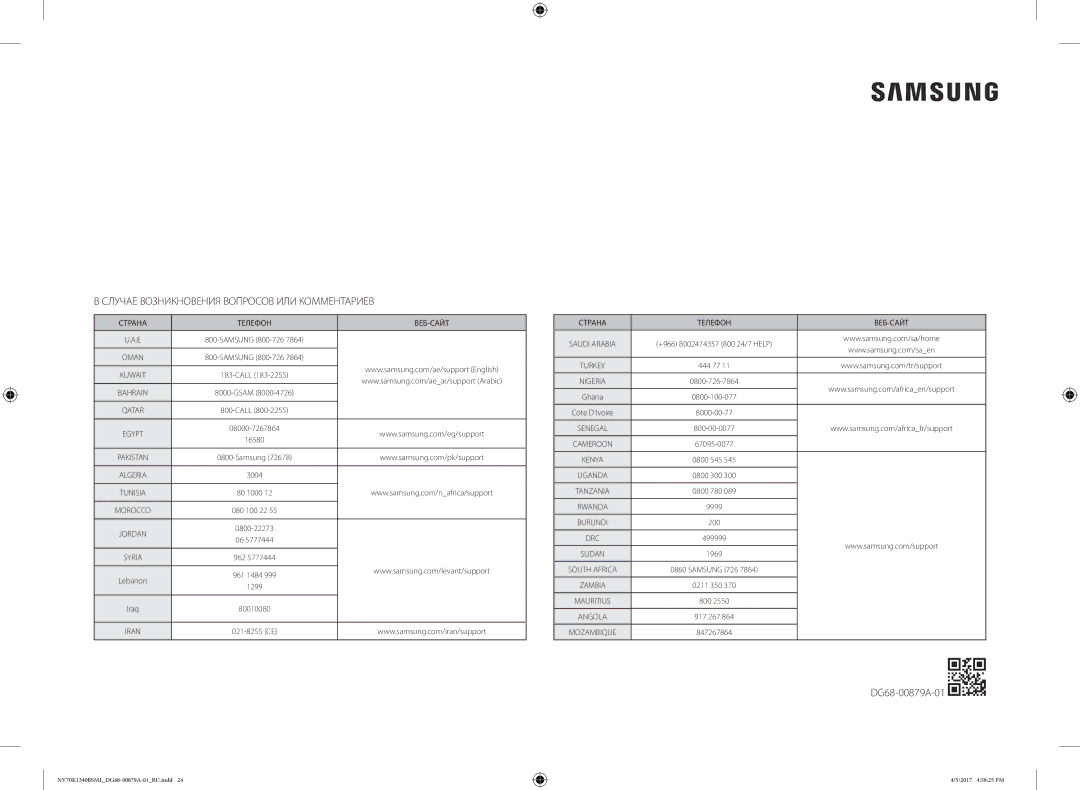 Samsung NV70K1340BW/ML, NV70K1340BS/ML manual Случае Возникновения Вопросов ИЛИ Комментариев 