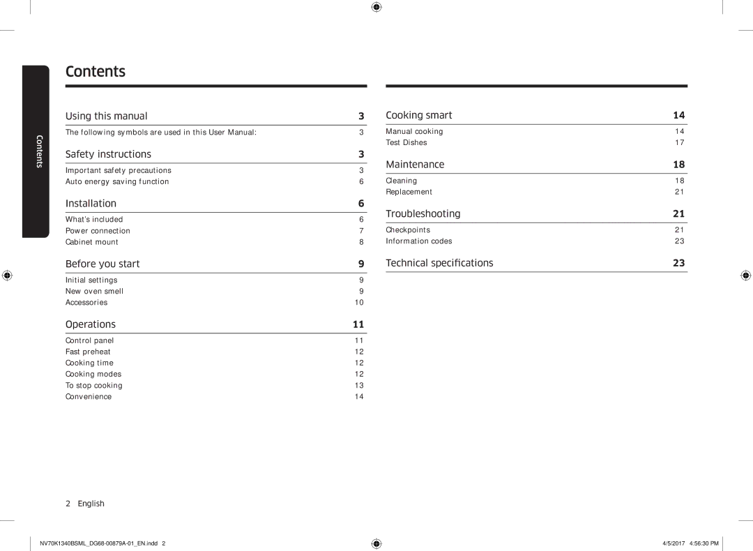 Samsung NV70K1340BW/ML, NV70K1340BS/ML manual Contents 