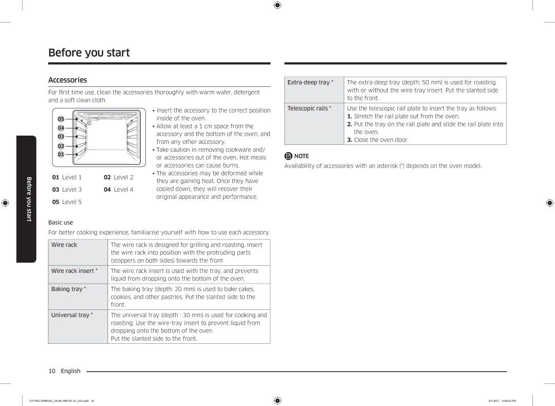 Samsung NV70K1340BW/ML, NV70K1340BS/ML manual Accessories, Level 