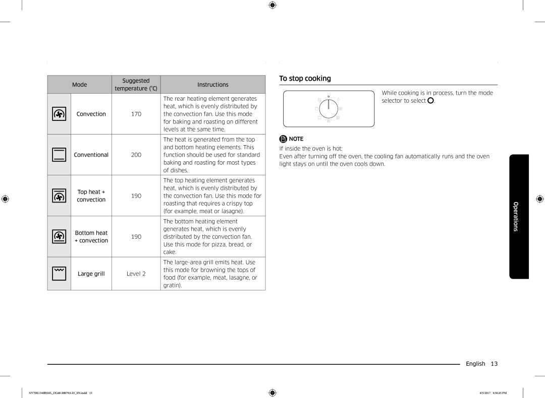 Samsung NV70K1340BS/ML, NV70K1340BW/ML manual To stop cooking 