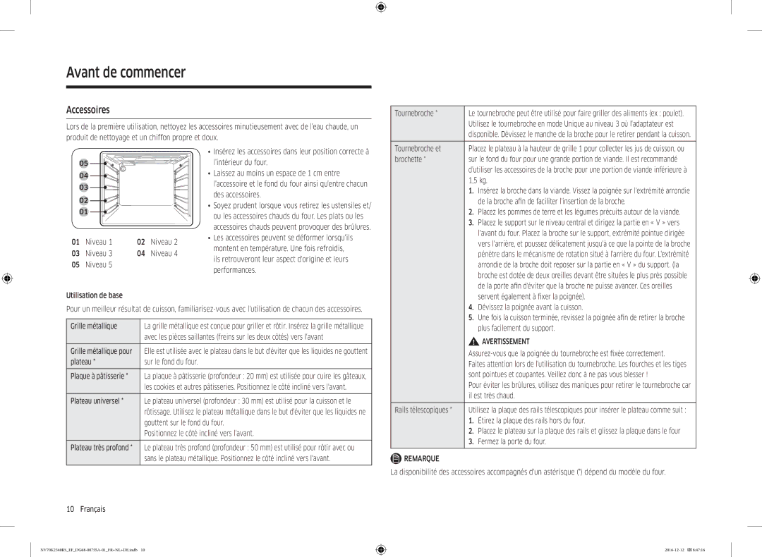 Samsung NV70K2340RB/EF, NV70K2340RS/EF manual Accessoires 