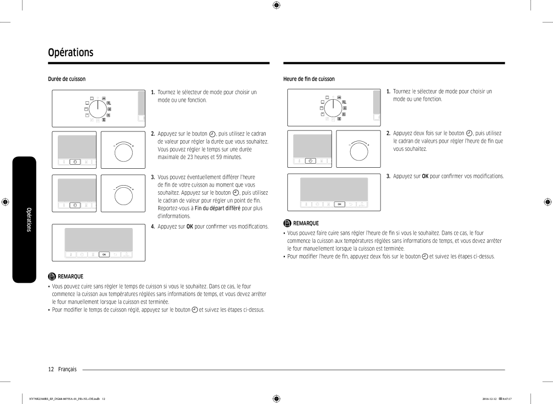 Samsung NV70K2340RB/EF, NV70K2340RS/EF manual Appuyez sur le bouton , puis utilisez le cadran 