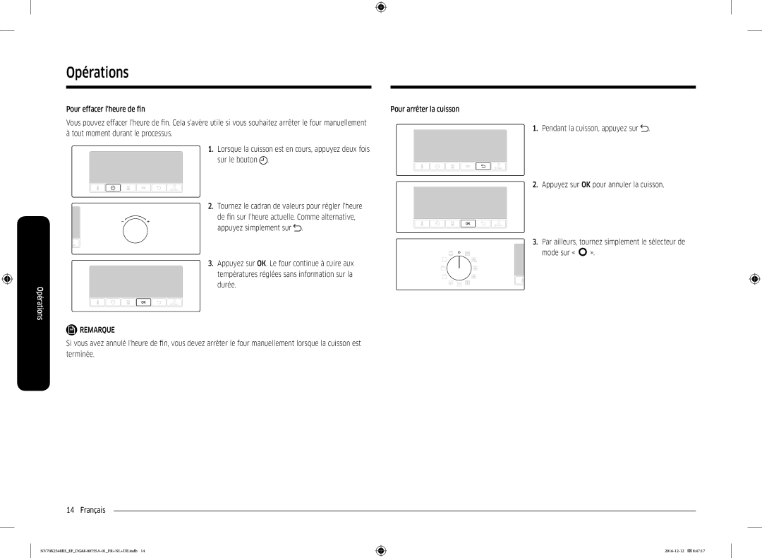 Samsung NV70K2340RB/EF, NV70K2340RS/EF manual Pour effacer lheure de fin 