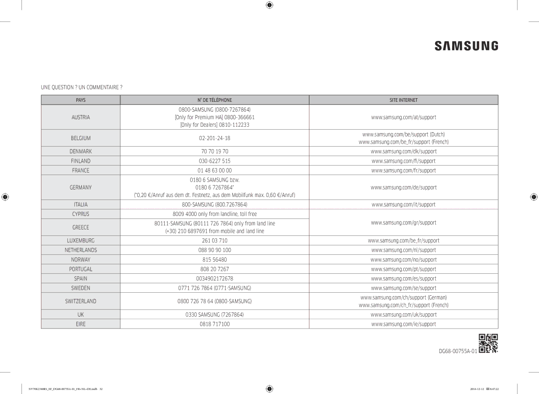 Samsung NV70K2340RB/EF, NV70K2340RS/EF manual UNE Question ? UN Commentaire ?, Samsung 