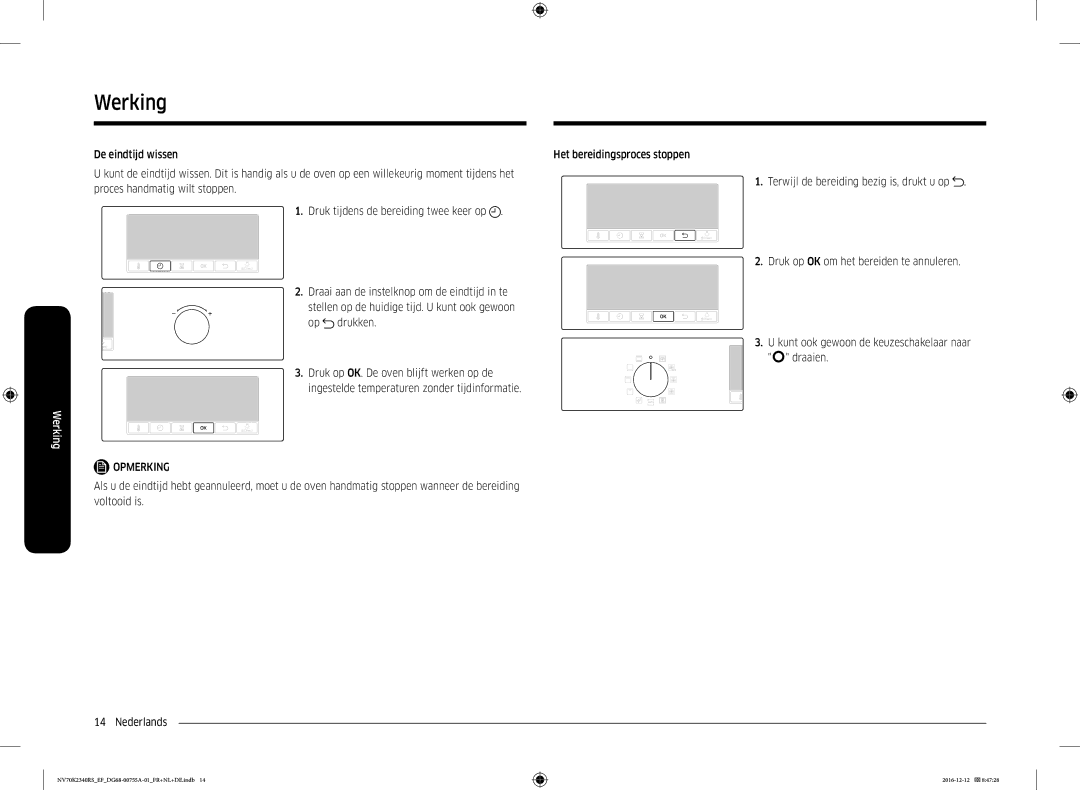 Samsung NV70K2340RB/EF, NV70K2340RS/EF manual De eindtijd wissen 