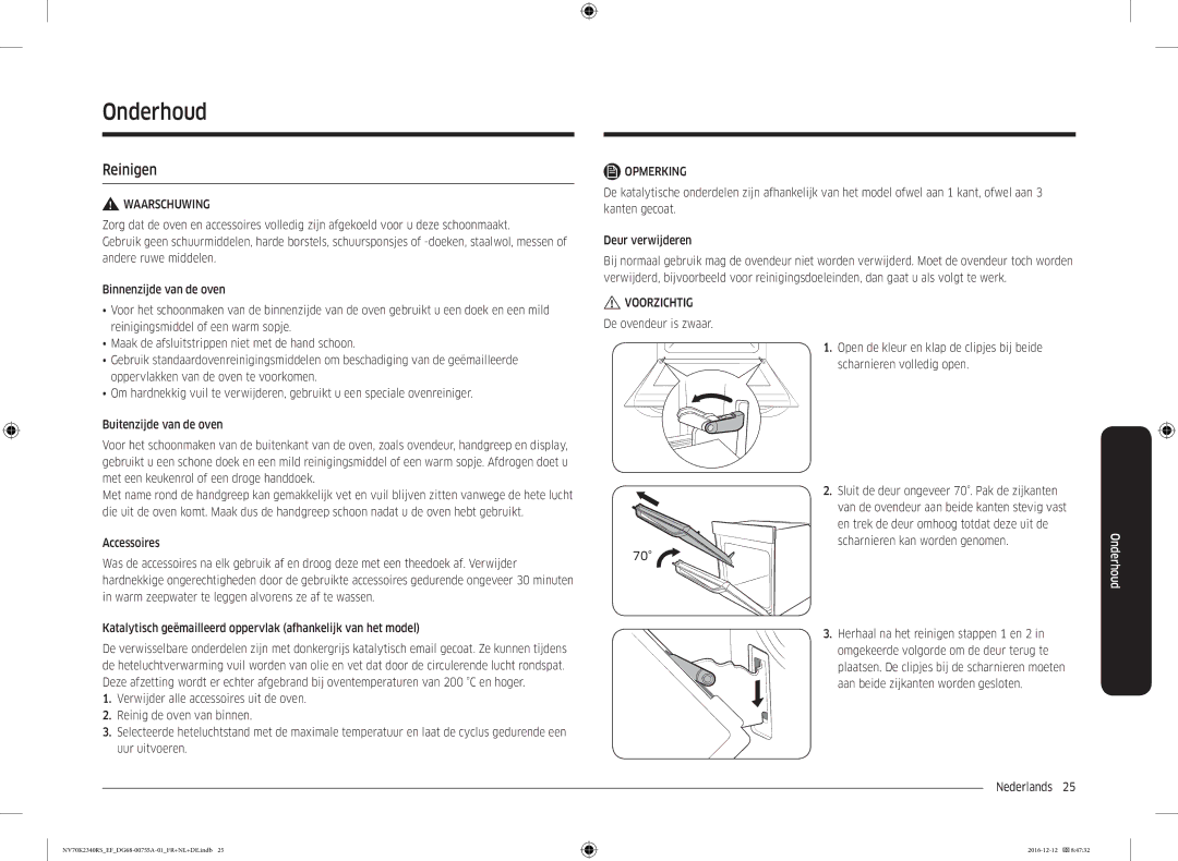 Samsung NV70K2340RS/EF, NV70K2340RB/EF manual Onderhoud, Reinigen 