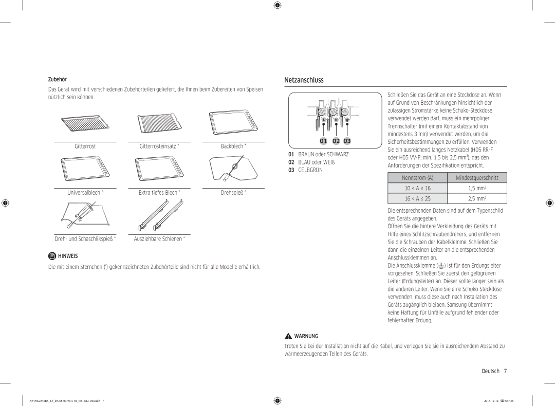 Samsung NV70K2340RS/EF Nützlich sein können, Verwendet werden darf, muss ein mehrpoliger, Backblech, Braun oder Schwarz 