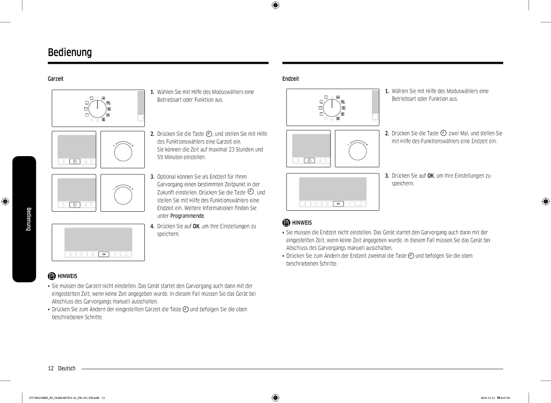 Samsung NV70K2340RB/EF, NV70K2340RS/EF manual Drücken Sie die Taste , und stellen Sie mit Hilfe 