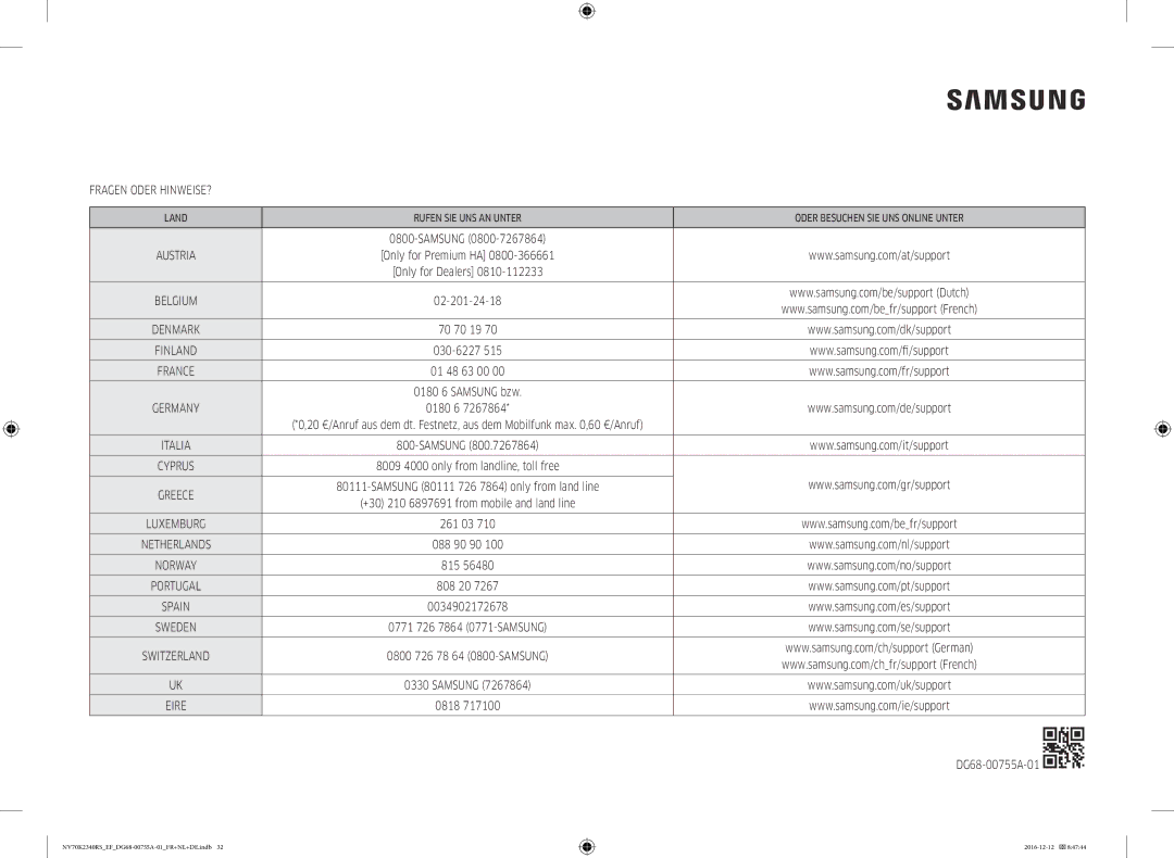 Samsung NV70K2340RB/EF, NV70K2340RS/EF manual Fragen Oder HINWEISE? 