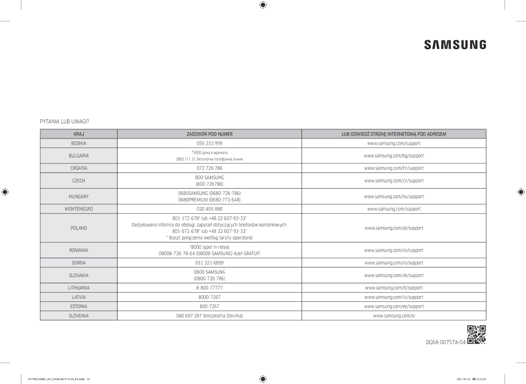 Samsung NV70K2340RB/EO manual Pytania LUB UWAGI?, DG68-00757A-04 