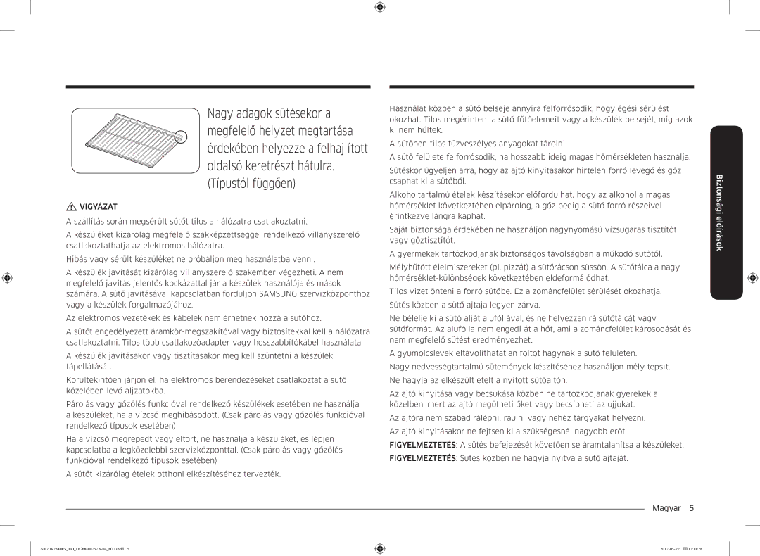 Samsung NV70K2340RB/EO manual Vigyázat 