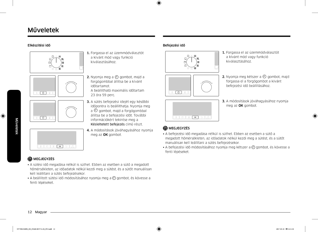 Samsung NV70K2340RB/EO manual Műveletek 