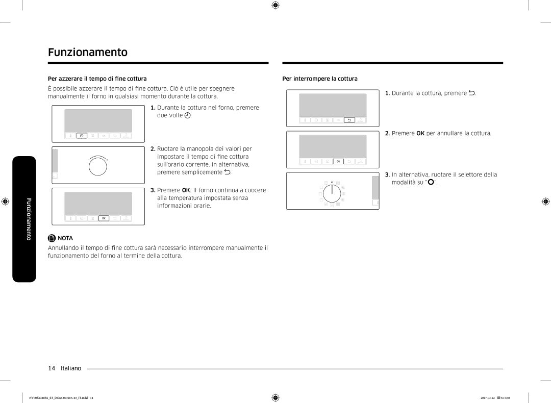Samsung NV70K2340RB/ET manual Funzionamento 