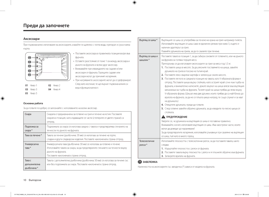 Samsung NV70K2340RB/OL, NV70K2340RB/EO manual Аксесоари, Основна работа 