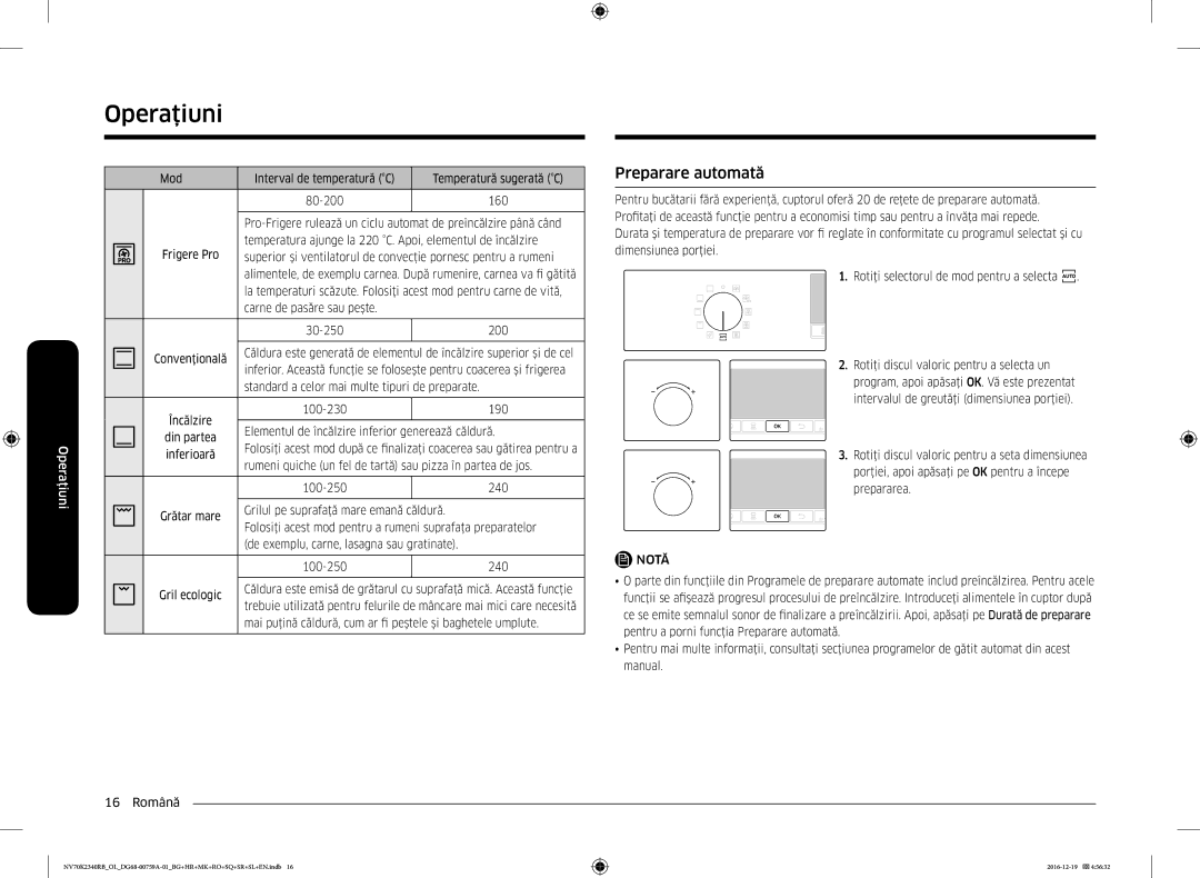 Samsung NV70K2340RB/OL, NV70K2340RB/EO manual Preparare automată 