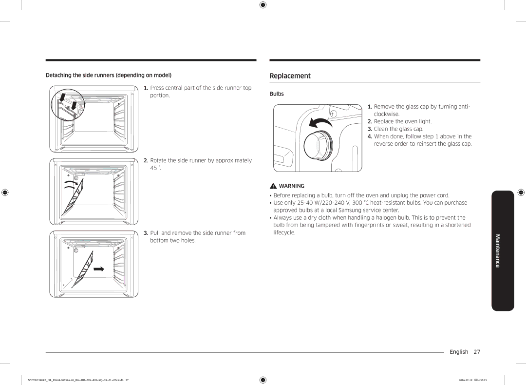 Samsung NV70K2340RB/EO, NV70K2340RB/OL manual Replacement 