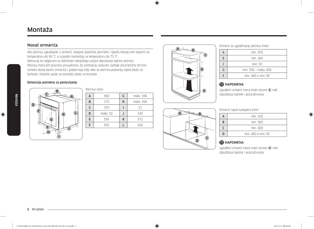 Samsung NV70K2340RB/OL, NV70K2340RB/EO manual Nosač ormarića 