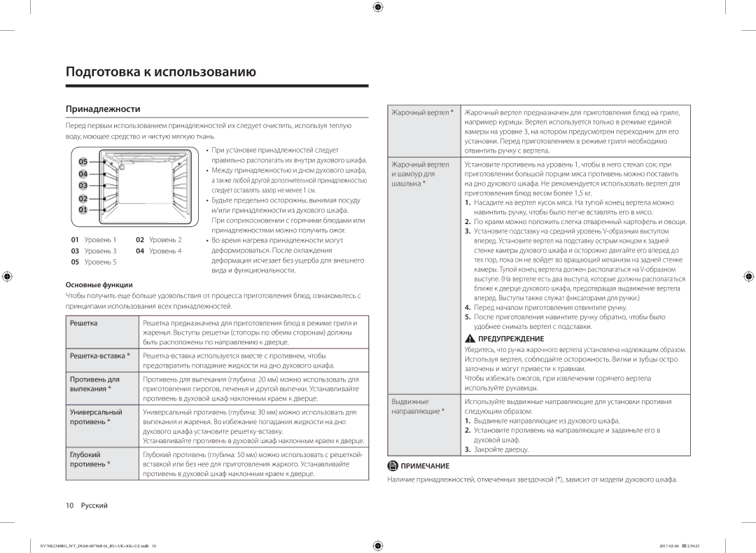 Samsung NV70K2340RG/WT, NV70K2341RG/WT manual Принадлежности, Основные функции 