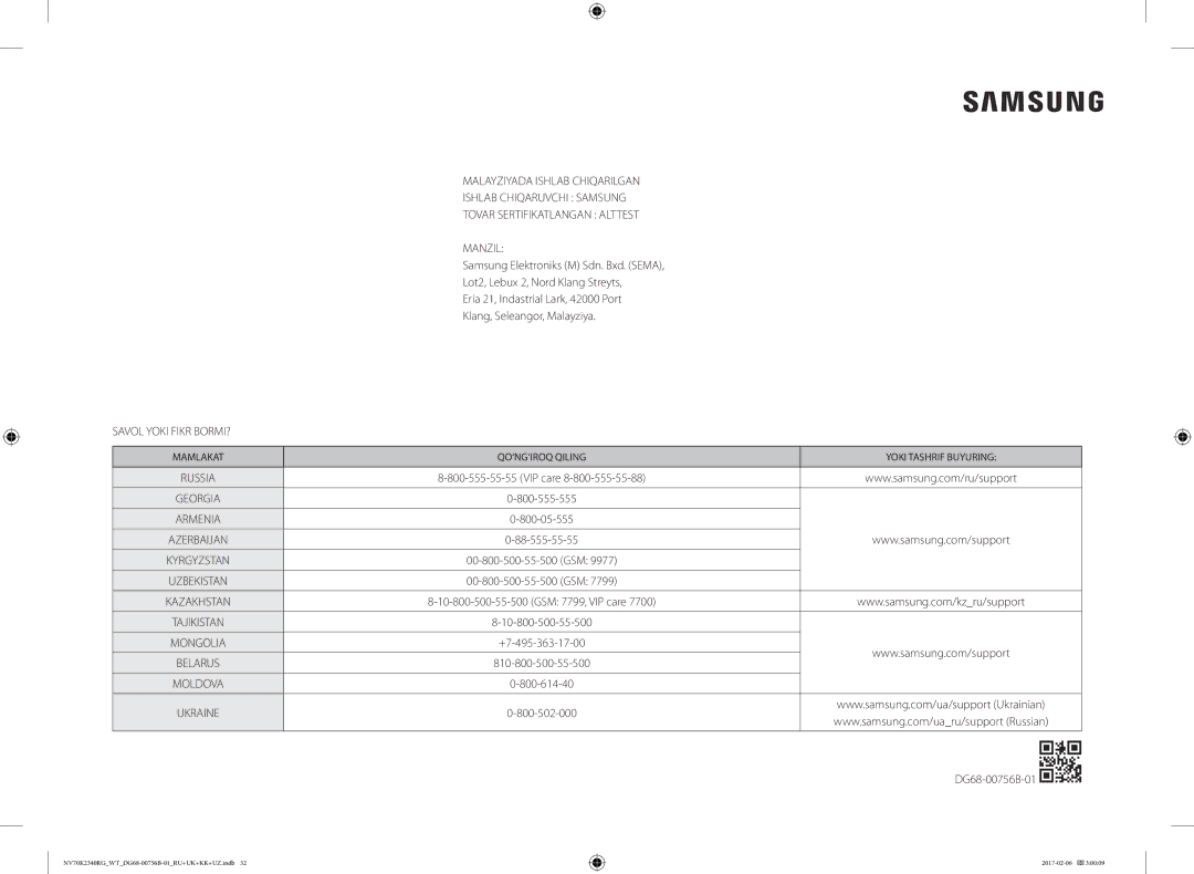 Samsung NV70K2340RG/WT, NV70K2341RG/WT manual Savol Yoki Fikr BORMI? 