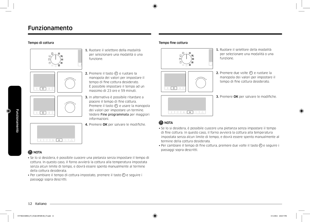 Samsung NV70K2340RM/ET manual Funzionamento 