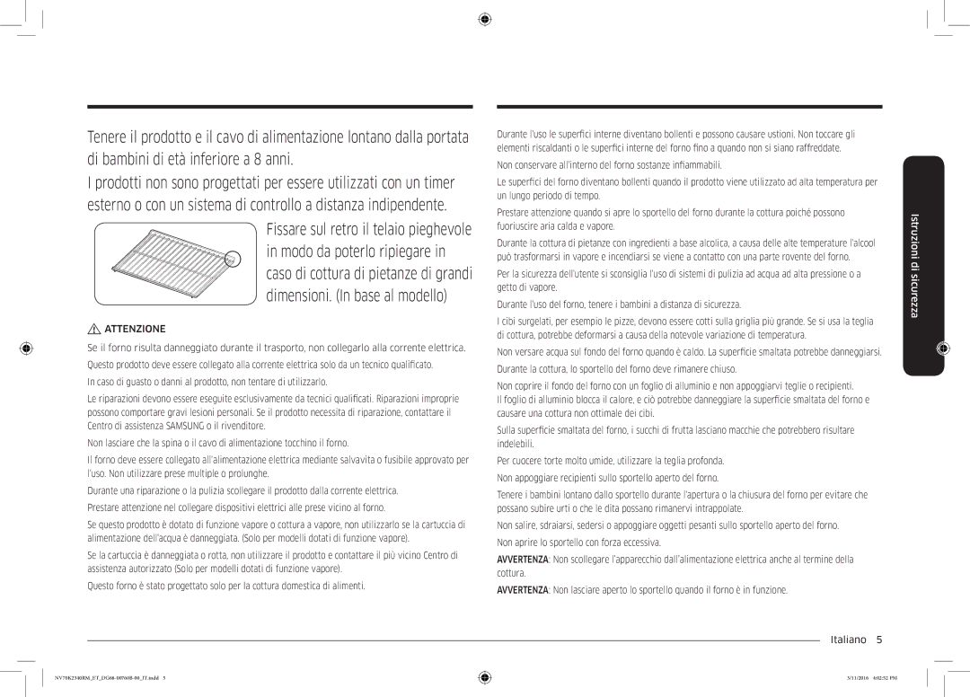 Samsung NV70K2340RM/ET manual Attenzione 