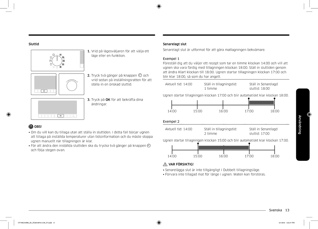 Samsung NV70K2340RS/EE manual Obs 