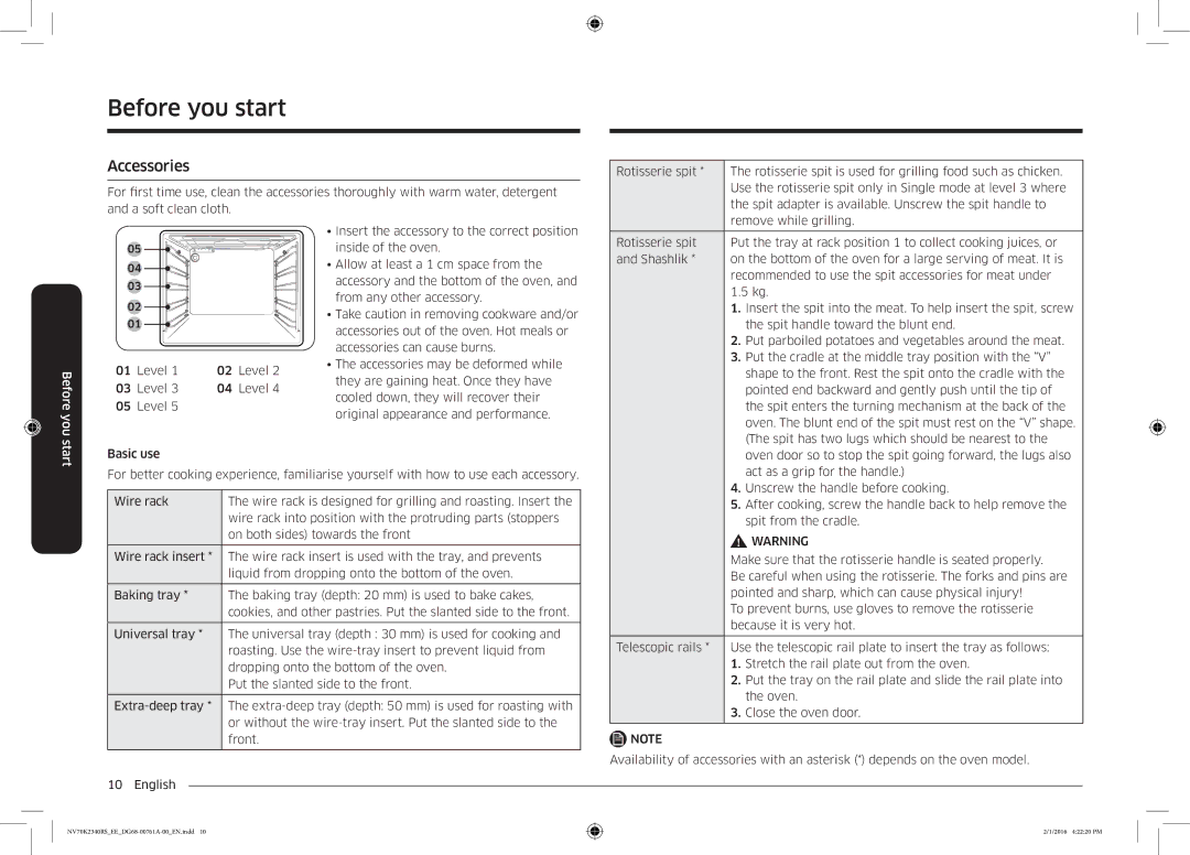 Samsung NV70K2340RS/EE manual Accessories 