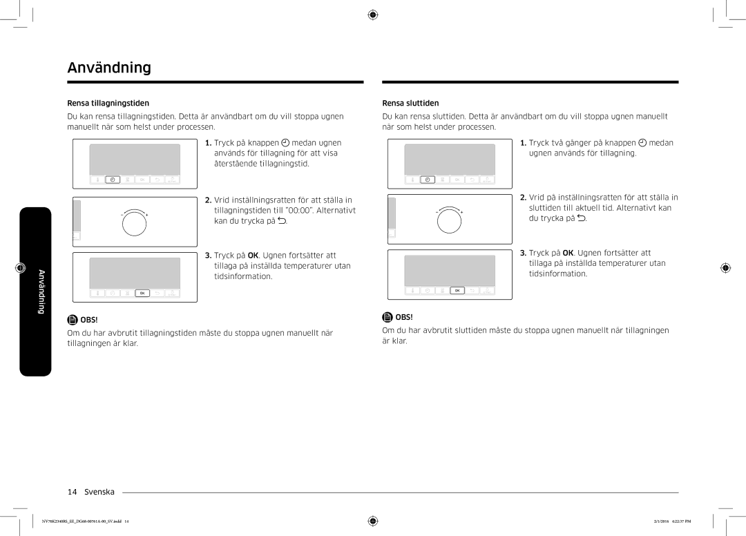 Samsung NV70K2340RS/EE manual Användning 