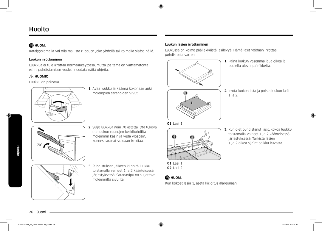 Samsung NV70K2340RS/EE manual Kun kokoat lasia 1, aseta kirjoitus alareunaan 