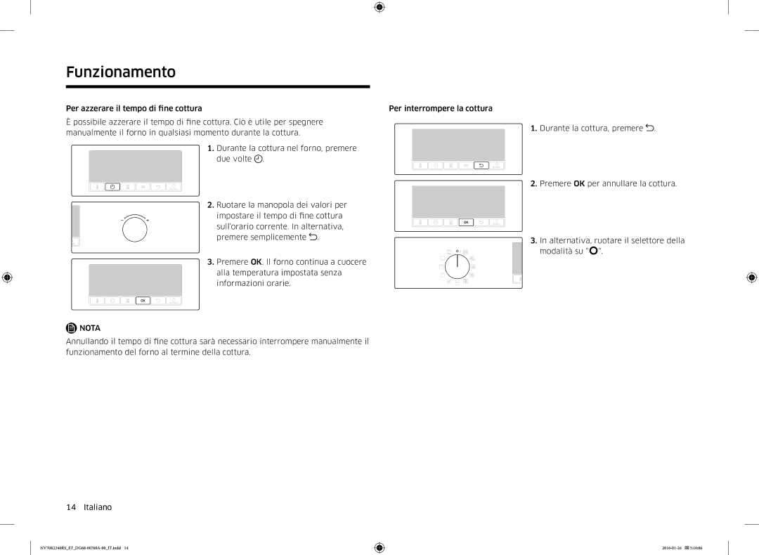 Samsung NV70K2340RS/ET manual Funzionamento 