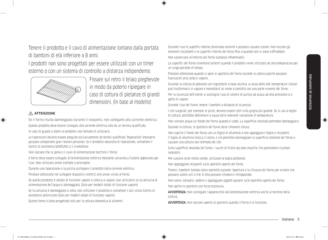 Samsung NV70K2340RS/ET manual Attenzione 